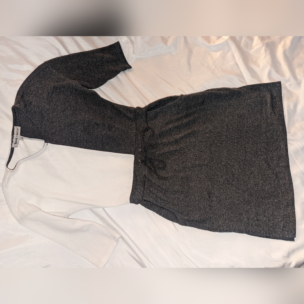 Grey and white sweater dress